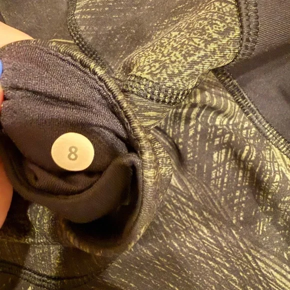 lululemon women’s leggings 23 inch fresh mesh run crop black & Green - Picture 5 of 9